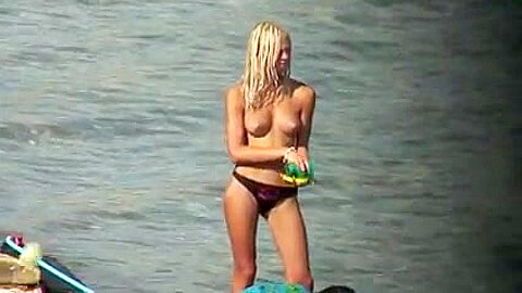 Voyeur (fake). Nice Tits on public beach | watch  HD hidden cam porn movie for free