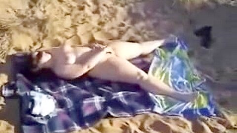 She masturbate for voyeurs at nude beach | watch  HD hidden cam sex movie for free