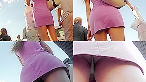 Hidden upskirt (fake) cam captures sexy thongs under skirt | watch  HD candid cam porn video for free