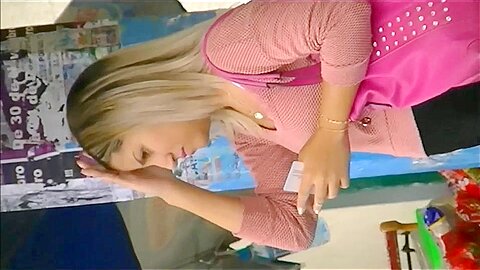 Petite blonde in black spandex waiting her bus | watch  HD candid cam xxx video for free