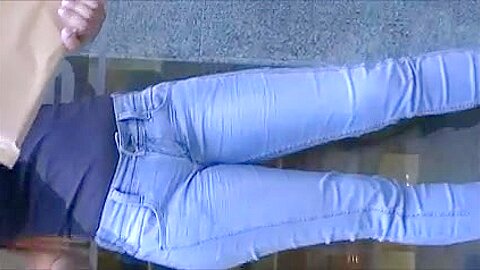 Talkative brunette in tight jeans pants | watch  HD candid cam porn movie for free