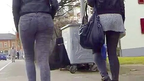 Candid - Young Babe Great Ass In Grey Tight Jeans (18+) | watch  HD hidden cam porn video for free
