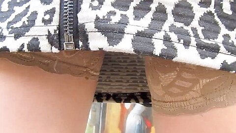 Stockings upskirt (fake) outdoor | watch  HD candid camera sex video for free