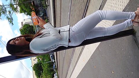 Petite jeune qui attend le tram | watch  HD spy cam xxx video for free