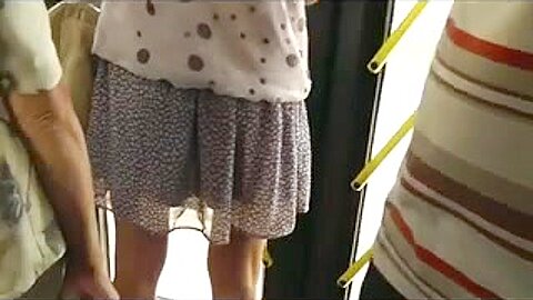 Upskirt Voyeur (fake) In Train BVR | watch  HD spy cam sex video for free
