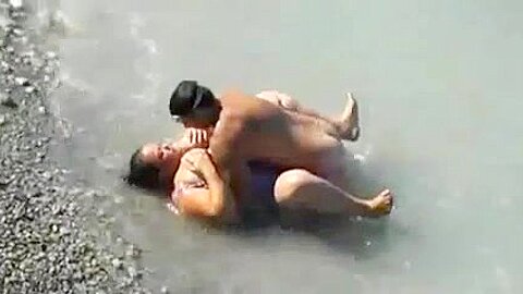 Busty bbw caught fucking in the sea | watch  HD hidden cam xxx video for free