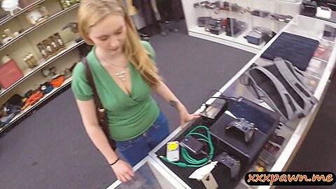 Amateur blonde pawned her pussy and pounded in the pawnshop | watch  HD voyeur camera xxx video for free