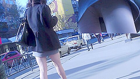Hidden upskirt (fake) video presents sexy girl on high heels | watch  HD voyeur cam xxx video for free