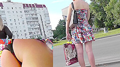 Amateur woman with nice ass was upskirted (fake) in public | watch  HD candid cam porn movie for free