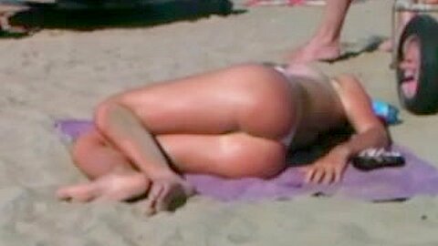 Flawless topless blond butt on the beach | watch  HD candid camera sex video for free