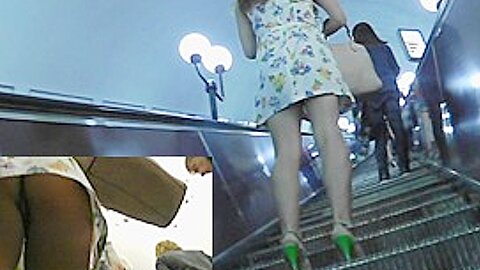 Eye-catching upskirt (fake) on the stairs | watch  HD candid cam porn movie for free