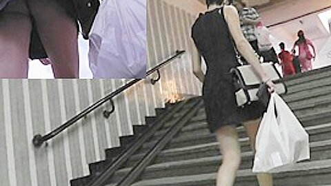 Fantastic upskirt (fake) on the stairs | watch  HD spy cam sex movie for free