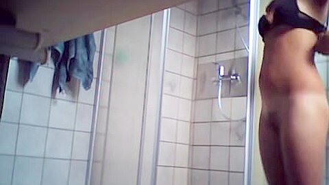 Cutie in the shower got naked on the spy cam (fake) | watch  HD hidden cam sex movie for free