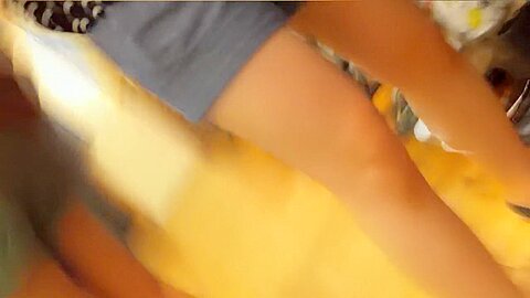Upskirt (fake) and dowblouse of the amateur cutie in the street | watch  HD hidden camera porn video for free