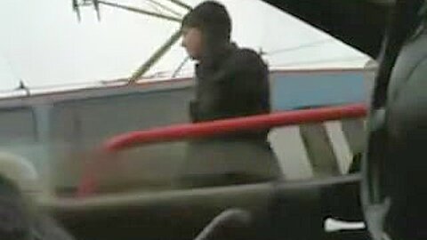 Lewd man sitting at the wheel and showing the piston | watch  HD candid camera sex movie for free
