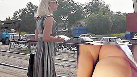 Golden-Haired babe in outdoor upskirt (fake) vid | watch  HD spy cam sex movie for free