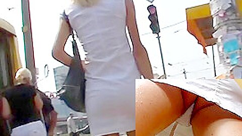 White upskirt (fake) of my former classmate | watch  HD voyeur cam porn movie for free