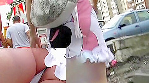 Female upskirts (fake) on a rainy day | watch  HD candid camera porn movie for free