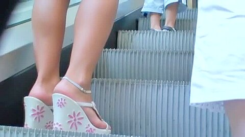 Blonde stunner surrenders an upskirt (fake) view on the stairs | watch  HD hidden cam sex movie for free