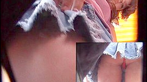 Red upskirt (fake) belts | watch  HD hidden camera sex movie for free