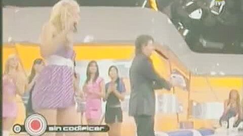 Blonde Latin bombshell makes upskirt (fake) magic on TV | watch  HD hidden camera sex movie for free