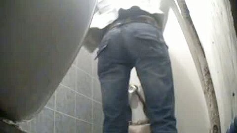 Toilet voyeur blonde with great ass bends over and takes a nice long piss | watch  HD voyeur cam porn video for free